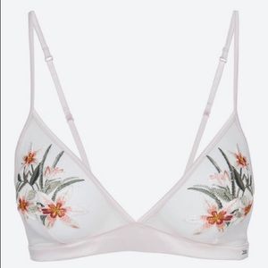 Floral Embroidered Mesh Bralette - BRAND NEW